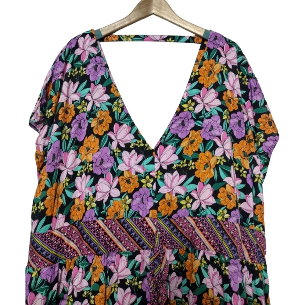 Swimsuits For All Stephanie V-Neck Cover Up Maxi Dress In Floral Garden